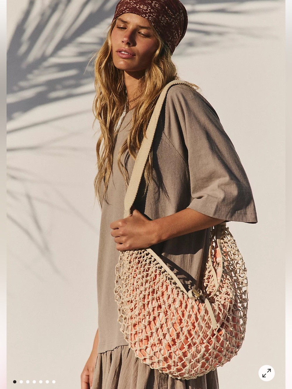 NWT Free People Silver Springs Cream Woven Shoulder Bag - Stylish Beach Tote - Picture 1 of 12